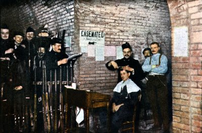 French Soldiers and a Barber in the Casemates, Verdun by Jules Gervais Courtellemont